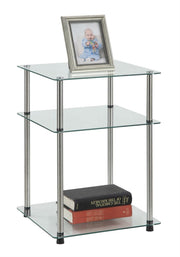 Designs2Go Classic Glass 3 Tier End Table, Glass