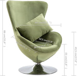 vidaXL Swivel Egg Chair with Removable Cushion, Light Green Velvet Upholstery - Ergonomic Design, 360-Degree Swivel, Plywood Frame with Chrome Base; Modern Decorative Armchair