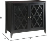 Ceara Storage Wooden Console Table with 2 Glass Doors in Black