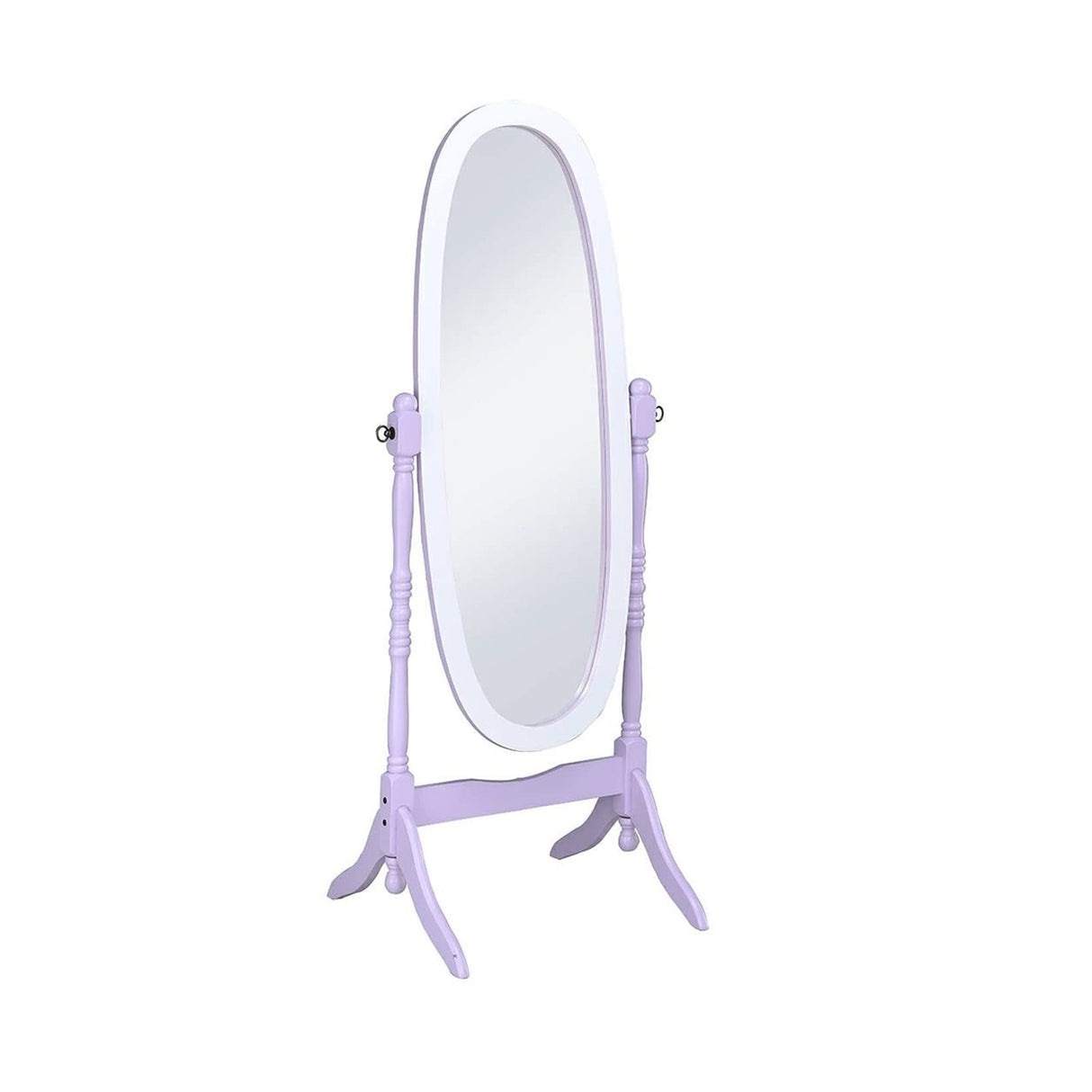 Oval Cheval Standing Mirror, Purple/White, 59.25 x 23 x 21