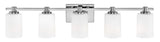 Karlie Extra Large Five Light Bath Vanity - Transitional, Damp Rated, Etched Opal Glass