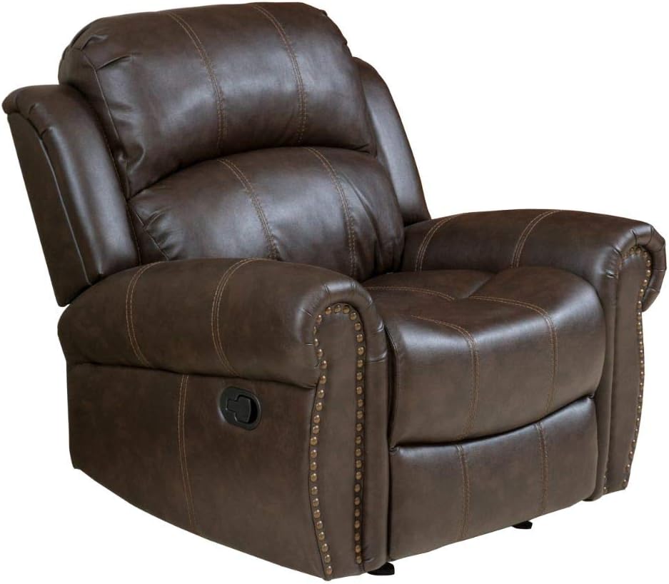 GDFStudio Christopher Knight Home Gavin Faux Leather Gliding Recliner, Dark Brown