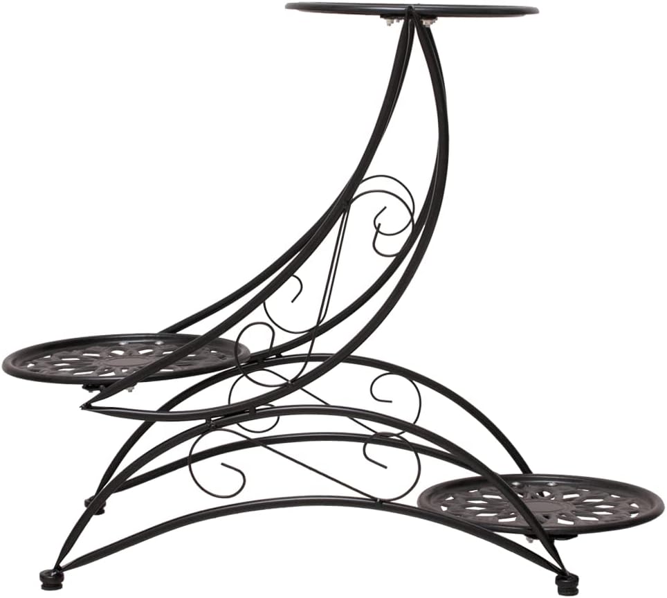 Cre Cra Metal 3 Tier Plant Stand Flower Pot Holder Potted Plant Stand Indoor Outdoor Display Rack for Patio Garden Balcony