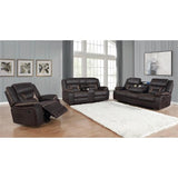 Greer Upholstered Motion Reclining Loveseat, Brown