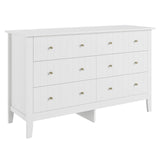 White Dresser, Chest of Drawers, Modern 6 Drawer Double Dresser with Deep Drawers