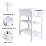 End Table with Drawer and Double Shelves, Side Table Sofa Table Nightstand