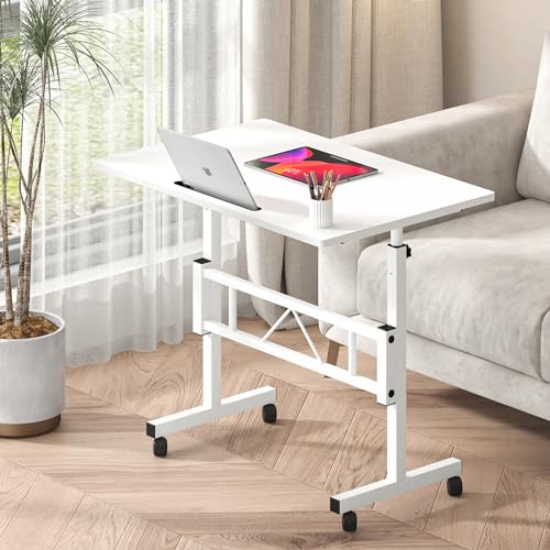 Small Standing Desk Adjustable Height, Rolling Desk for Sitting and Standing