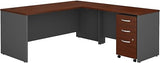 Series C 72W L Shaped Desk with 48W Return and Mobile File Cabinet in Mocha Cherry