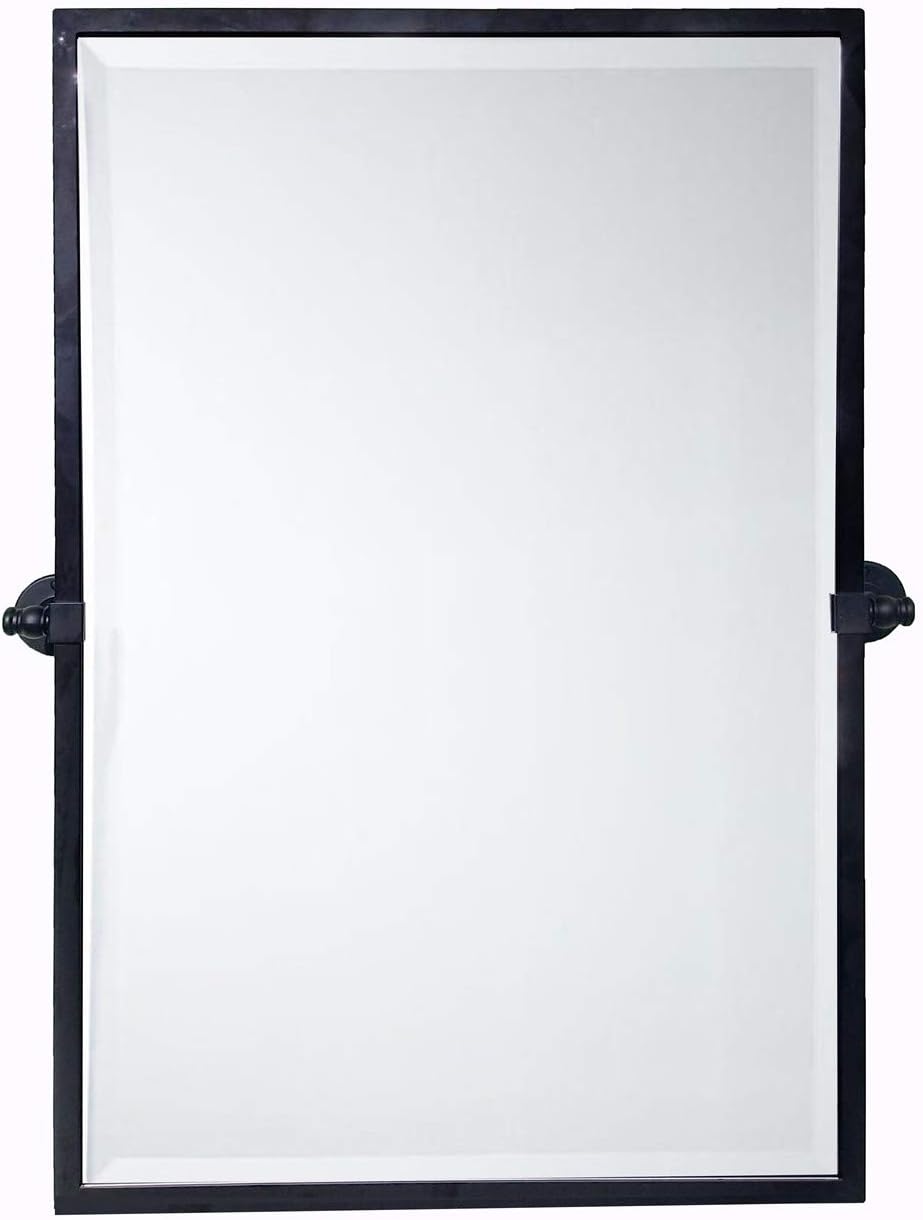 28.5 x 36'' Black Metal Framed Pivot Rectangle Bathroom Mirror Tilting Beveled Vanity