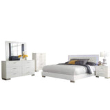 Eastern King Bed 5-Piece Set, White High Gloss