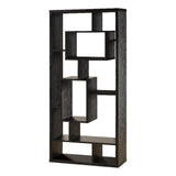 Furniture Asymmetrical Cube 10-Shelf Black Oak Bookcase 800262