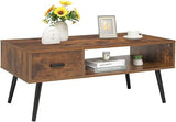 Coffee Table with Storage for Living Room, Coffee Table with Drawer and Shelf