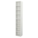 8-Tier Bookcase with Adjustable Shelves,Tall Narrow Book Shelf w/Storage, Display Bookshelf Multi-Functional Double-Decker Storage Organizer for Home Office (White)
