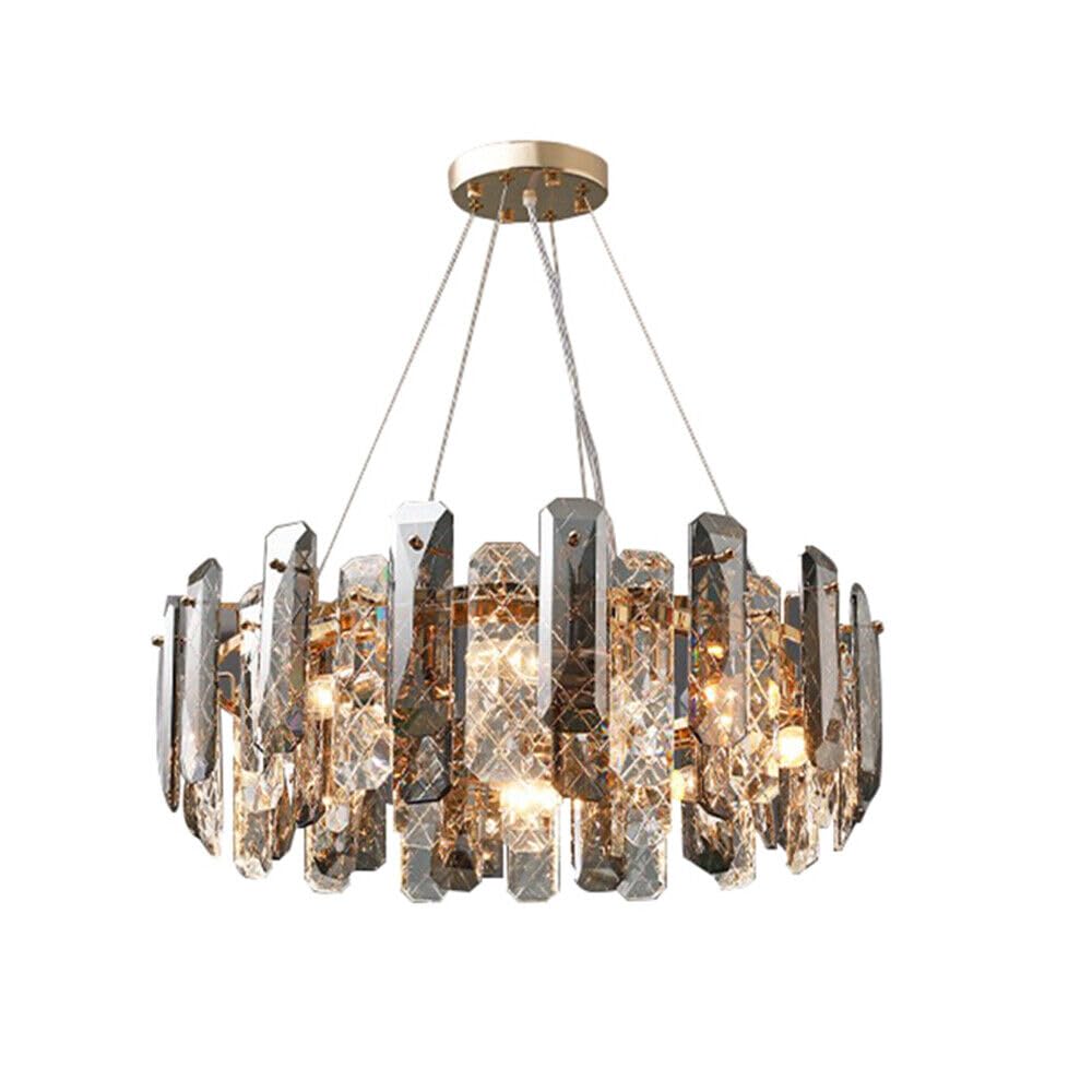 Round Crystal Chandelier, Luxury Ceiling Lighting Lamps 8 Light Gold Chandelier, Modern