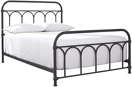 Nashburg Farmhouse Industrial Queen Metal Bed with Powdercoated Finish,