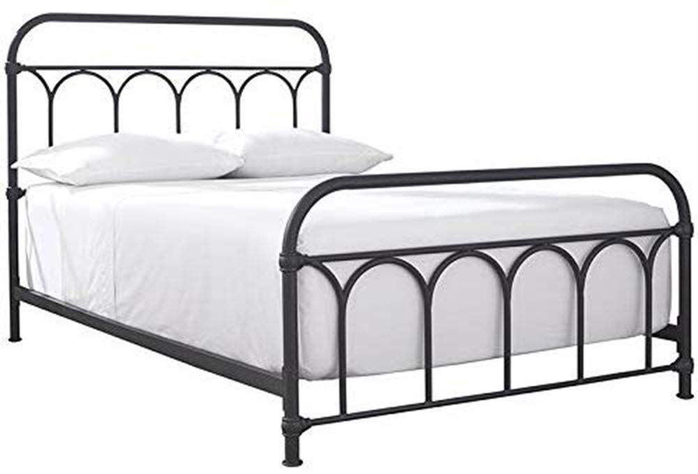 Nashburg Farmhouse Industrial Queen Metal Bed with Powdercoated Finish,