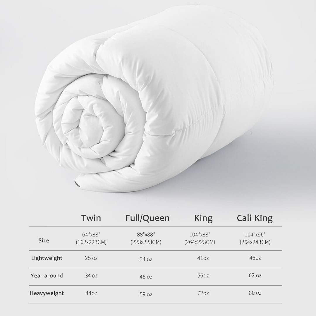 DWR 100% Cotton Fabric Covered Lightweight Down Alternative Comforter Queen, Ultra-Soft Skin-Friendly Cloud Breathable Eucalyptus Microfiber Filled Duvet Insert for Hot Sleeper (88x88, White)