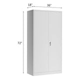 72 Inch Tall 2 Door Locking Metal Storage Cabinet Organizer with 4 Adjustable Shelves