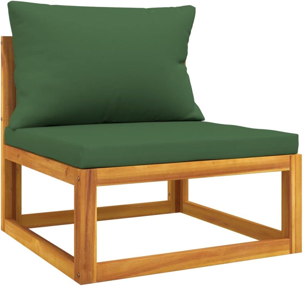 VRAXO 7 Piece Patio Lounge Set with Green Cushions Solid Wood,Outdoor Furniture Sets-198.44lbs-101