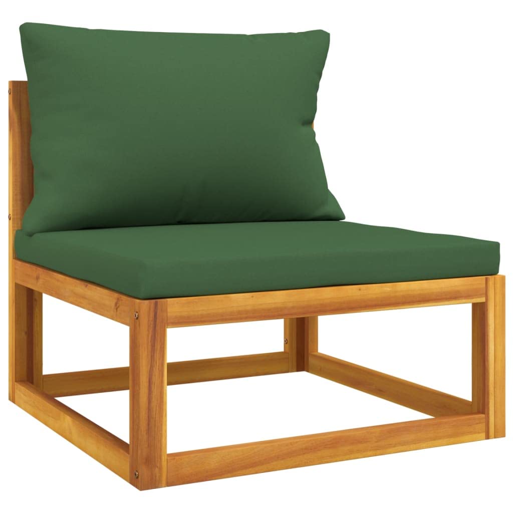 VRAXO 7 Piece Patio Lounge Set with Green Cushions Solid Wood,Outdoor Furniture Sets-198.44lbs-101
