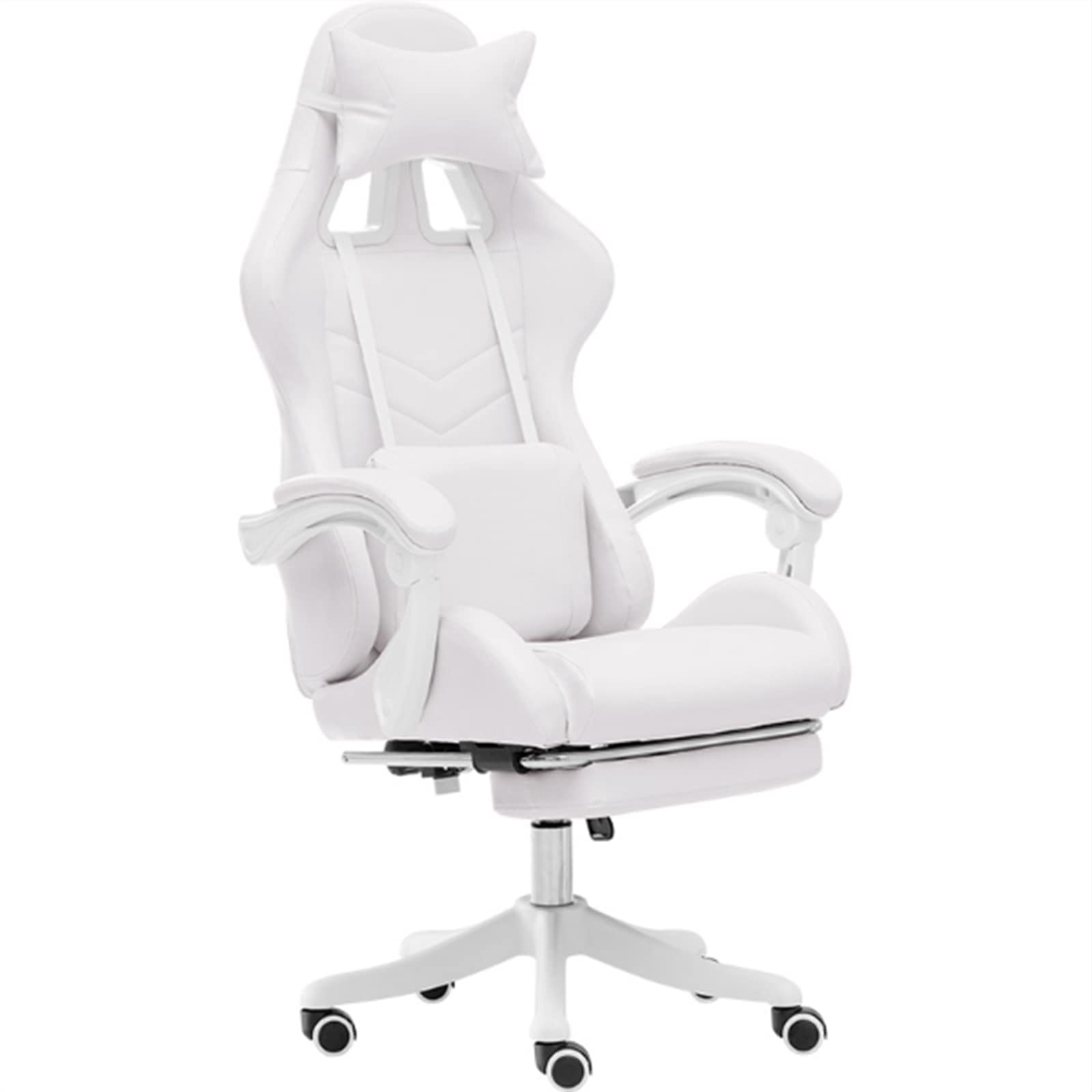 White Gaming Chair for Girls,Adult Computer Chair with Footrest