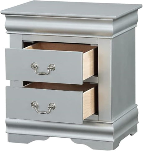 Nightstand with 2 Drawers Traditional Rectangular Side Table, Bedside Table with Metal