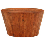 Round Coffee Table - Solid Mango Wood Frame, 20.5" Brown Farmhouse Style