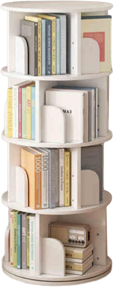 Tier Rotating Bookshelf Tower, 360° Display Floor Standing Book Organizer, Corner