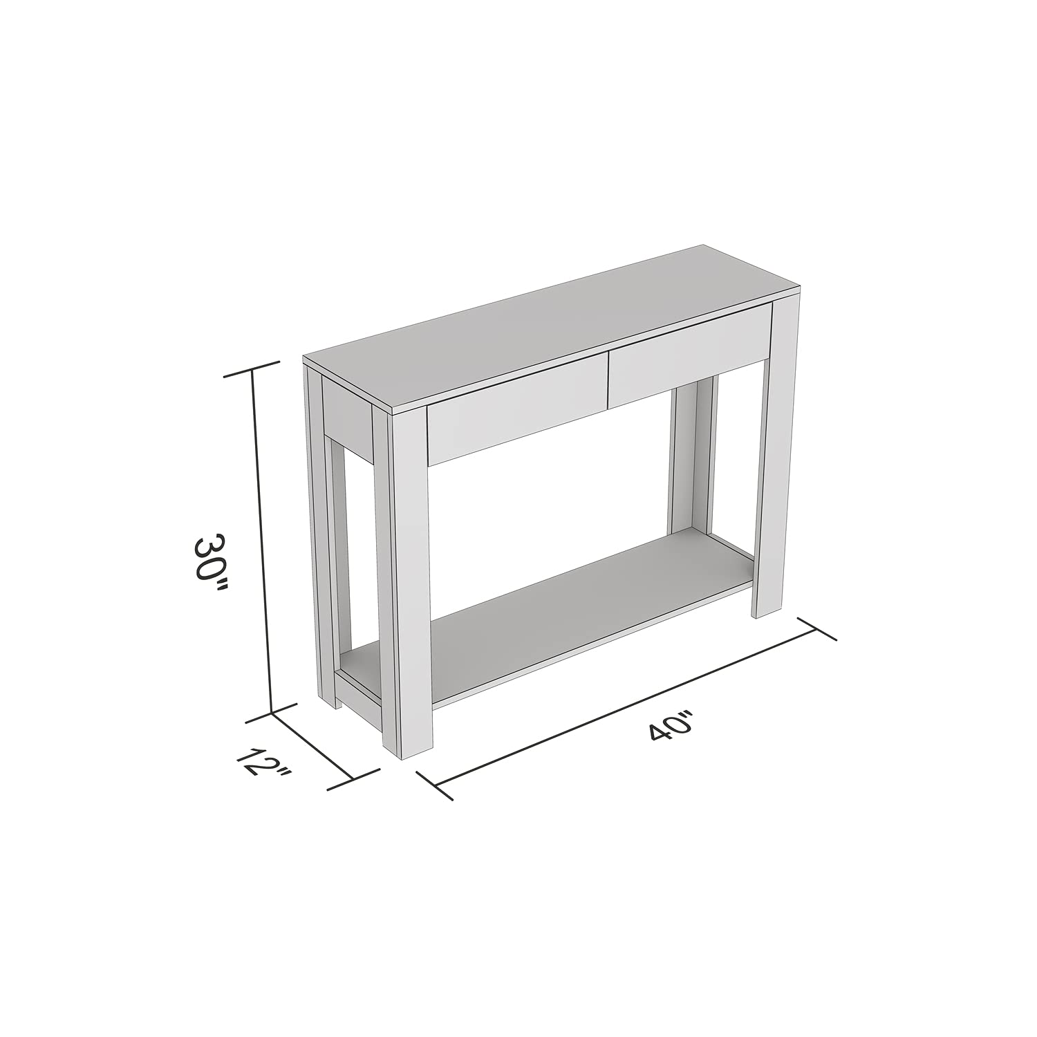 & Co. - Gray Console Table with 2 Drawers, Wood Hallway Table with Drawers,