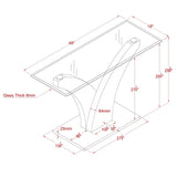 Tri Contemporary Glass Top Console Table in White and Gray