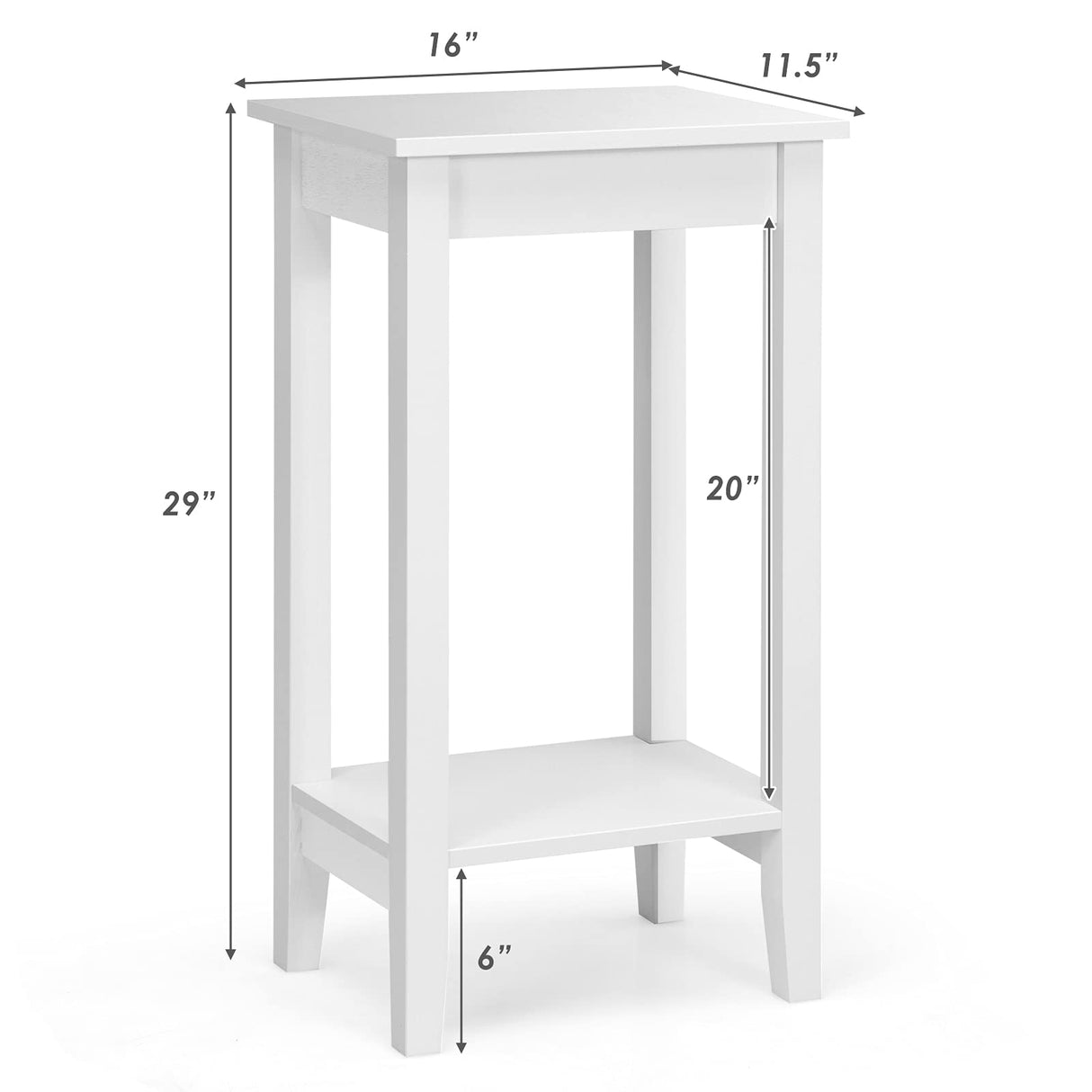 2-Tier End Table Tall Nightstand, Simple Design Sofa Bedside Table