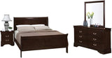 Louis Philippe 4-piece Bedroom Set Queen Size Traditional Wooden Sleigh Bed Frame