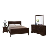 Louis Philippe 4-piece Bedroom Set Queen Size Traditional Wooden Sleigh Bed Frame