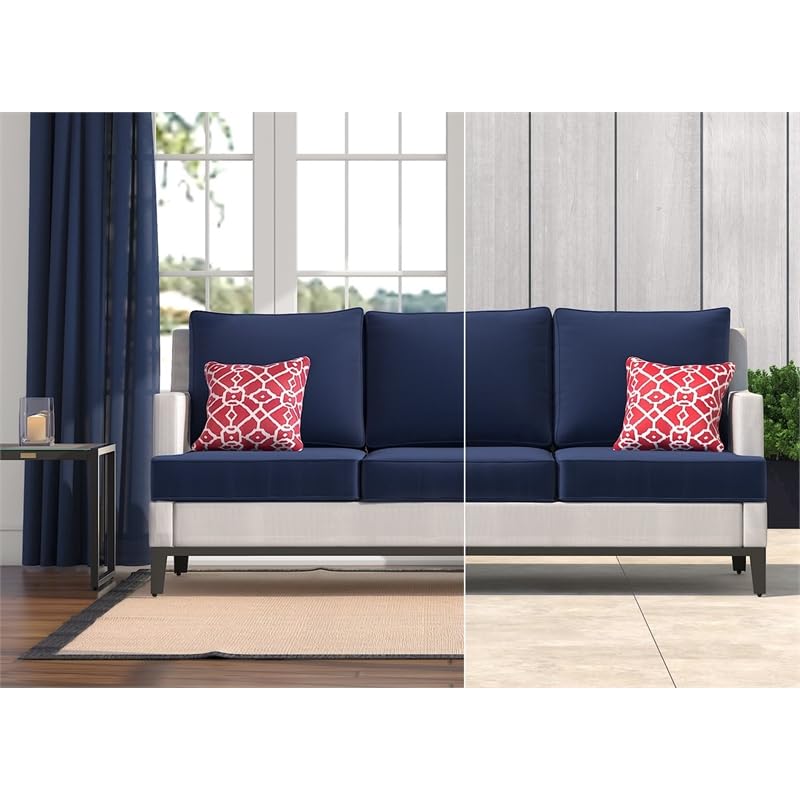 Hampton Outdoor Mesh Sofa Coastal White and Navy