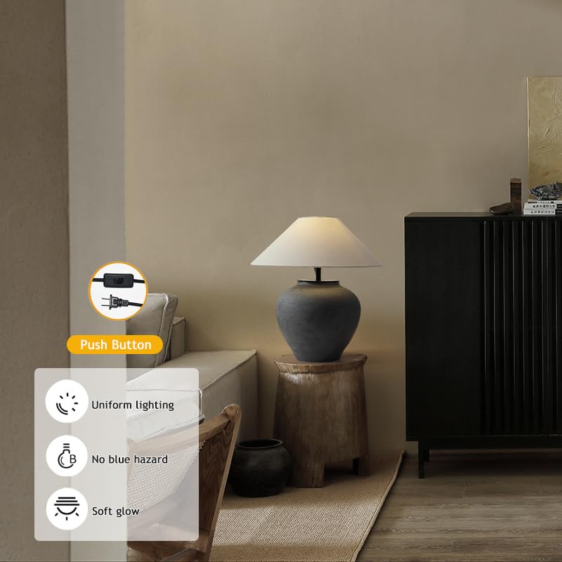 Farmhouse Ceramic Table Lamp 18.8" Black