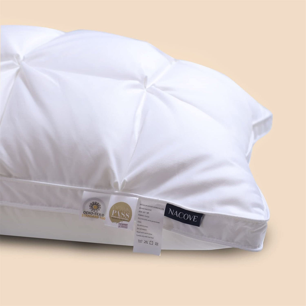 Nacove Heavenly Dreams Goose Down Pillow- Premium Quality Pillow - Breathable, Naturally Soft for - Sleep in Ultimate Comfort - King - 20 * 36"(Free PillowCase)