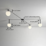 4-Light Black Glass Semi-Flush Ceiling Light