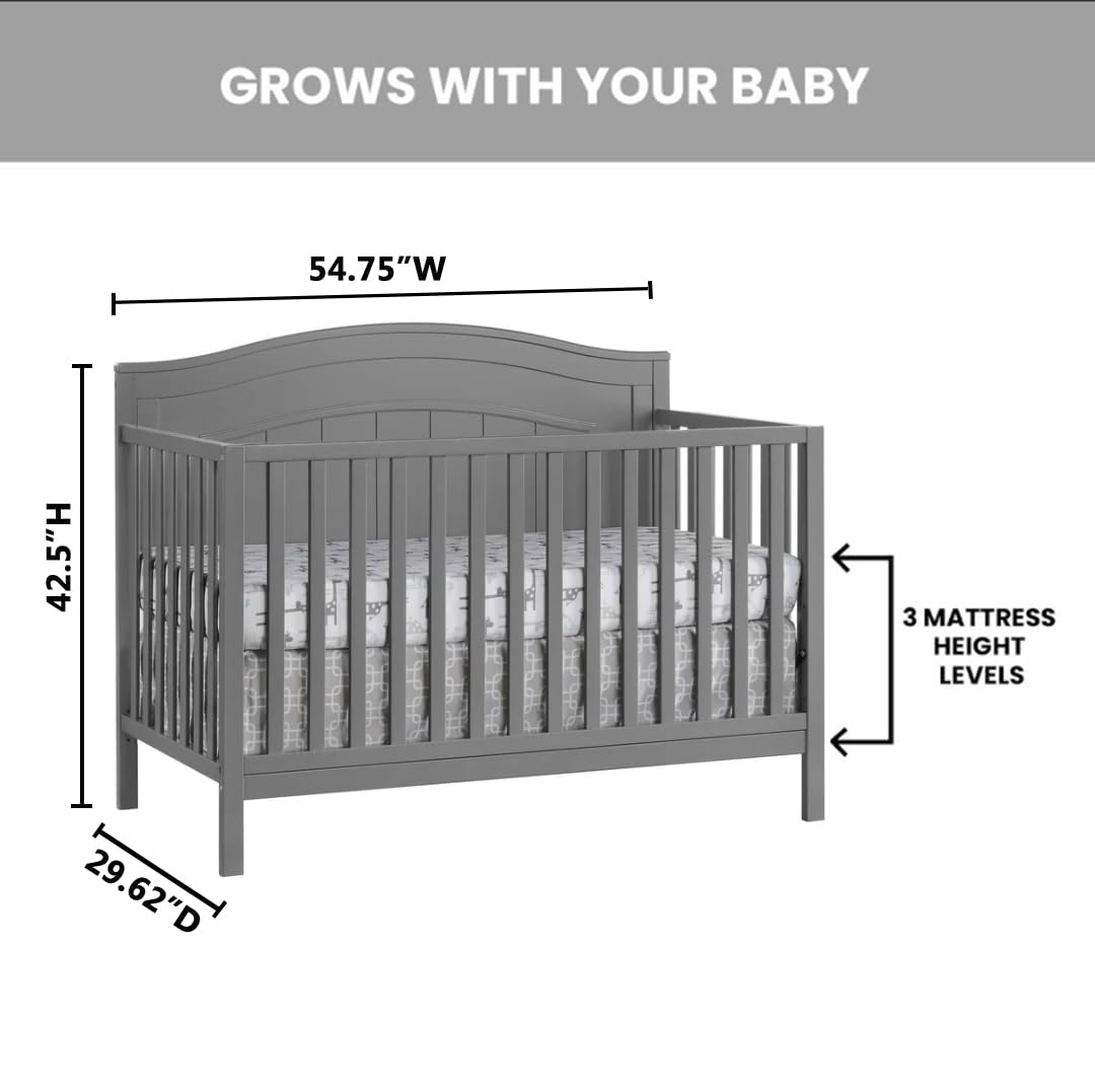 Nolan 4-in-1 Convertible Crib, Dove Gray, GreenGuard Gold Certified