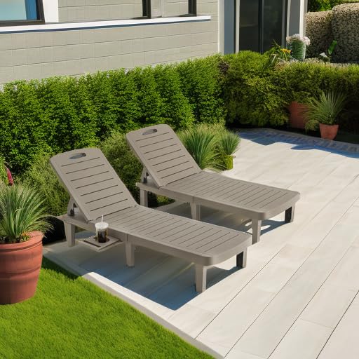 Oversized Outdoor Chaise Lounge Chair, 5-Level Adjustment Backrest