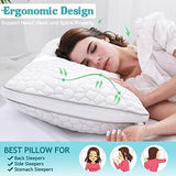 QUTOOL Shredded Memory Foam King Pillows 2 Pack, Adjustable Gel Pillows for Side Stomach and Back Sleepers Luxury Bed Pillow with Washable Cover