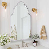 Arched Mirror for Wall, 32"X20" Moroccan Bathroom Mirror with Wood Frame