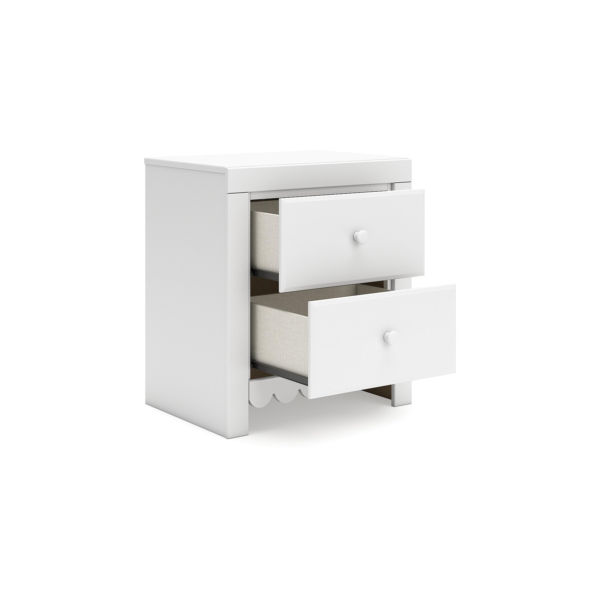 Mollviney Minimalist 2 Drawer Nightstand with USB Ports, White