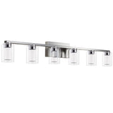 Brushed Nickel 6-Light Vanity Fixtures, Crystal Bubble Glass LED Sconces - Dimmable 3-Color (White/Neutral/Warm) for Bathroom, Hallway, Living Room