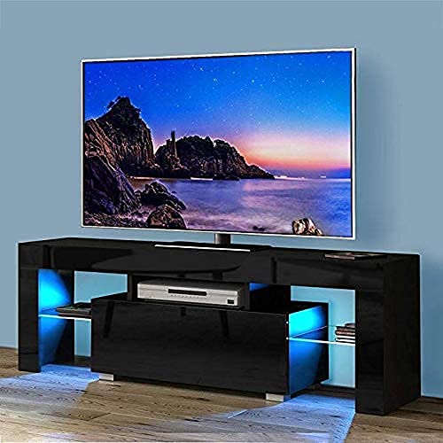 LED TV Stand with 16 Colors RGB LED Lights,Modern Media Storage Console with Drawer,