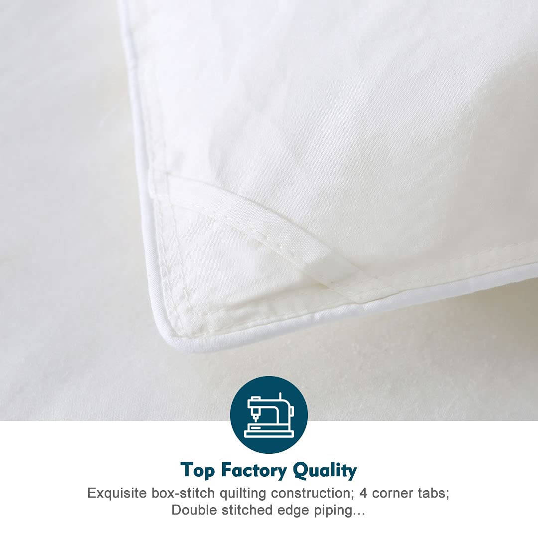 Oaken-Cat Feathers Down Comforter California King - 100% Organic Cotton Quilted Medium Warm All Seasons Duvet Insert or Stand-Alone Comforter (104x96, Ivory White)