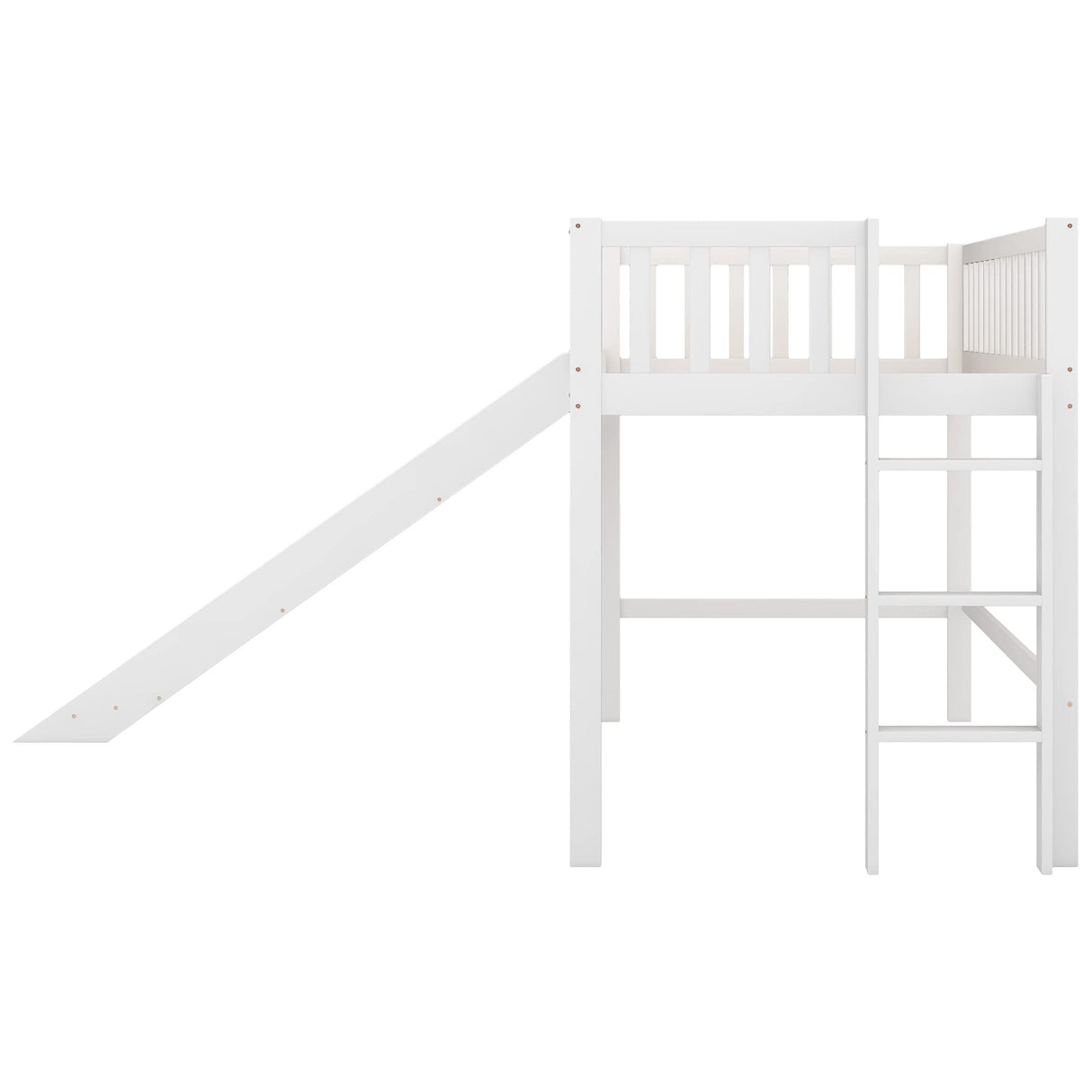 Twin Size Low Loft Bed for Kids,Loft Bed with Slide and Ladder