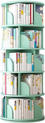 Rotating Bookshelf Tower, Circular Bookshelf for Kids&Adults