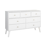 Milo Mid-Century Modern 7 Drawer Double Dresser for Bedroom