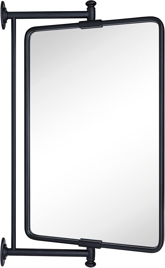 Chrome Rounded Rectangle Pivot Bathroom Mirror 14 x 22 Inch