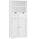 Iwell Tall Bathroom Cabinet, Storage Cabinet with 2 Drawers & Adjustable Shelves, Bathroom Floor Cabinet for Living Room, Dining Room, Entryway, White